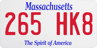 MA license plate 265HK8
