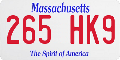 MA license plate 265HK9