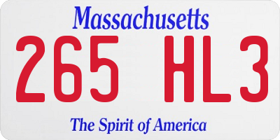 MA license plate 265HL3