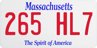 MA license plate 265HL7