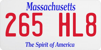 MA license plate 265HL8