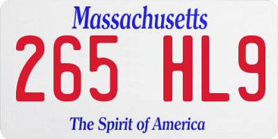 MA license plate 265HL9