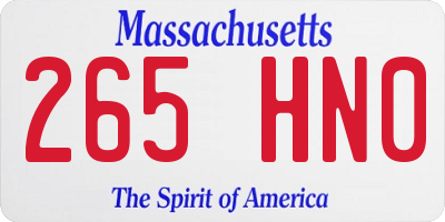 MA license plate 265HN0