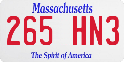 MA license plate 265HN3