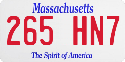 MA license plate 265HN7