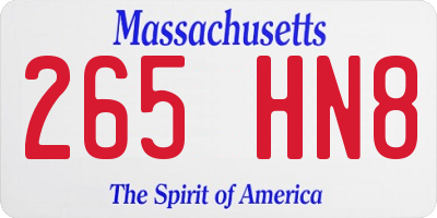 MA license plate 265HN8