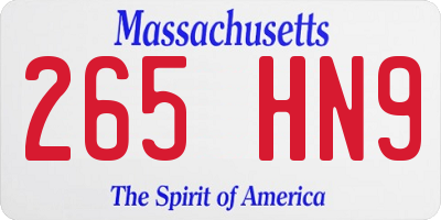 MA license plate 265HN9