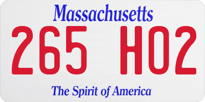 MA license plate 265HO2