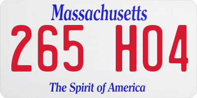 MA license plate 265HO4