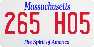 MA license plate 265HO5