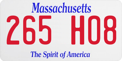 MA license plate 265HO8