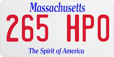 MA license plate 265HP0
