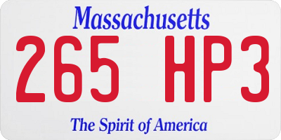 MA license plate 265HP3