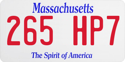 MA license plate 265HP7