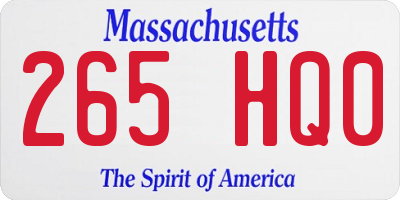 MA license plate 265HQ0