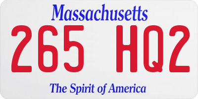 MA license plate 265HQ2