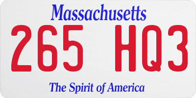 MA license plate 265HQ3