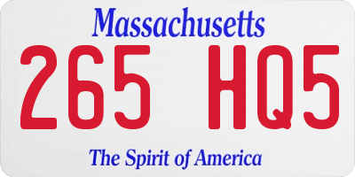 MA license plate 265HQ5