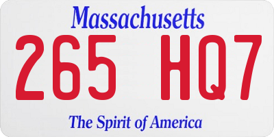 MA license plate 265HQ7