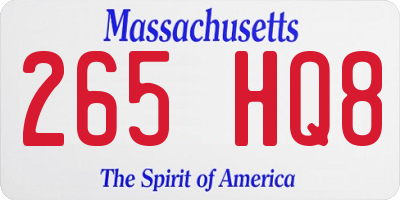 MA license plate 265HQ8