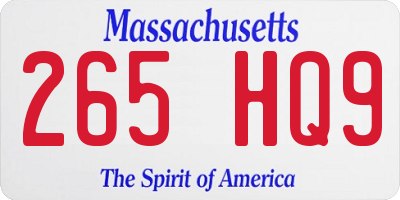 MA license plate 265HQ9