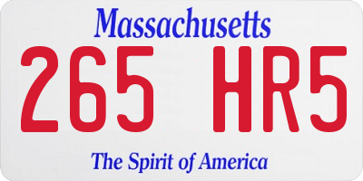 MA license plate 265HR5