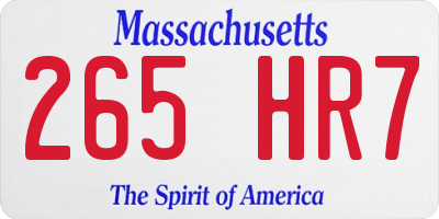 MA license plate 265HR7