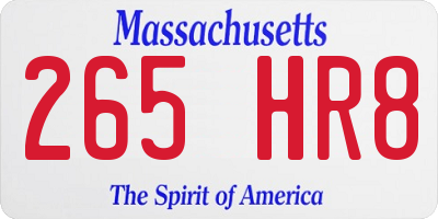 MA license plate 265HR8