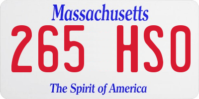 MA license plate 265HS0