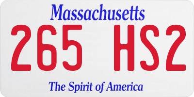 MA license plate 265HS2