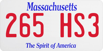MA license plate 265HS3