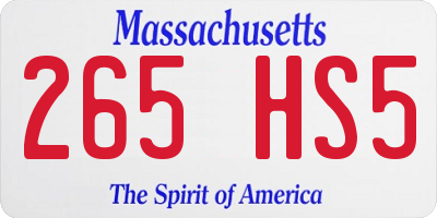 MA license plate 265HS5