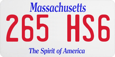MA license plate 265HS6