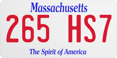 MA license plate 265HS7