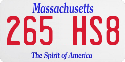MA license plate 265HS8