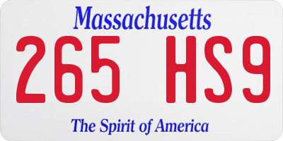 MA license plate 265HS9