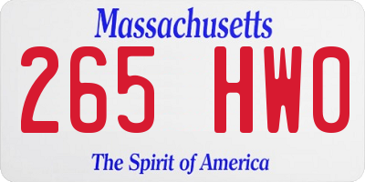 MA license plate 265HW0