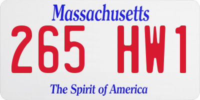 MA license plate 265HW1