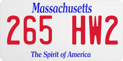 MA license plate 265HW2
