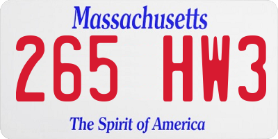 MA license plate 265HW3