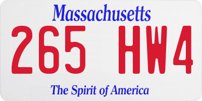 MA license plate 265HW4
