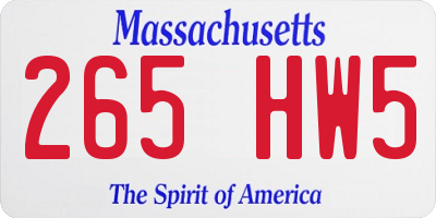 MA license plate 265HW5