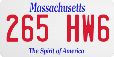 MA license plate 265HW6