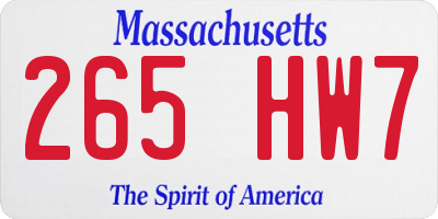 MA license plate 265HW7
