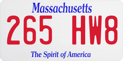 MA license plate 265HW8