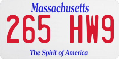 MA license plate 265HW9