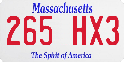 MA license plate 265HX3