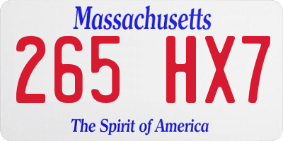 MA license plate 265HX7