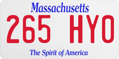 MA license plate 265HY0