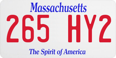 MA license plate 265HY2